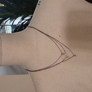 Silver Multi Chain Clear Crystal Charm Necklace